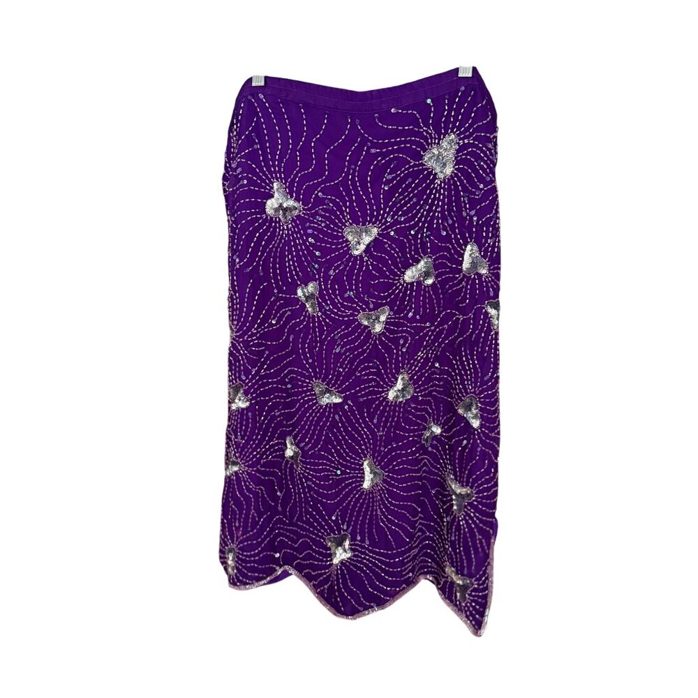 Vintage Plus Size Purple Sequin Embellished Skirt - Picture 3 of 5